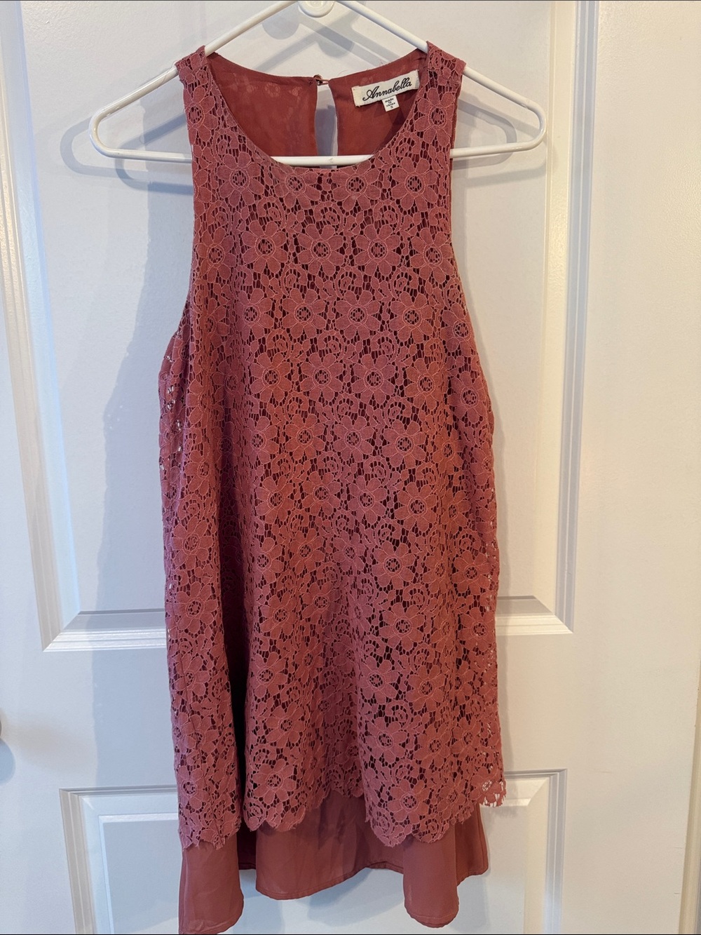 Sleeveless Lace Shift Top in Dusty Rose Annabella Size Small